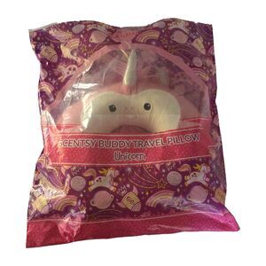 Retired Scentsy Buddy Kids Unicorn Travel Pillow  Pink Silver Neck Rest